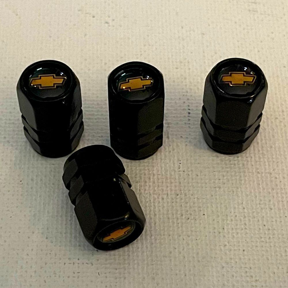 Chevrolet valve Stem caps in black set of 4 with Logo NWT